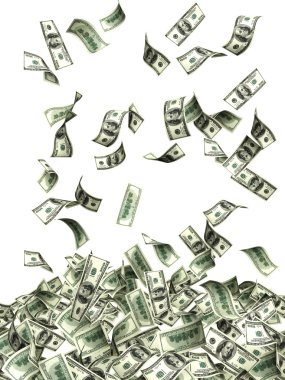 dolarlık banknotlar uçan
