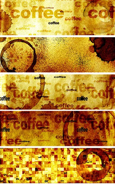 Conjunto de banners com textura de papel e gotas de café — Fotografia de Stock