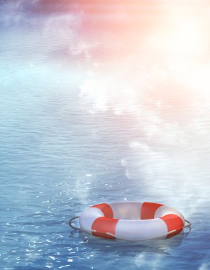 lifebuoy, dalgalar üzerinde yüzen