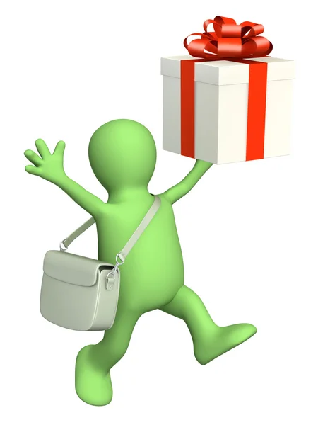 Courier with gift — Stock Photo, Image