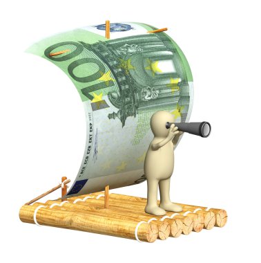 kukla ile spyglass ahşap Sal üzerinde