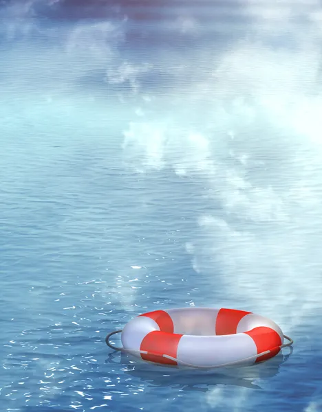 Lifebuoy, flotando en las olas —  Fotos de Stock