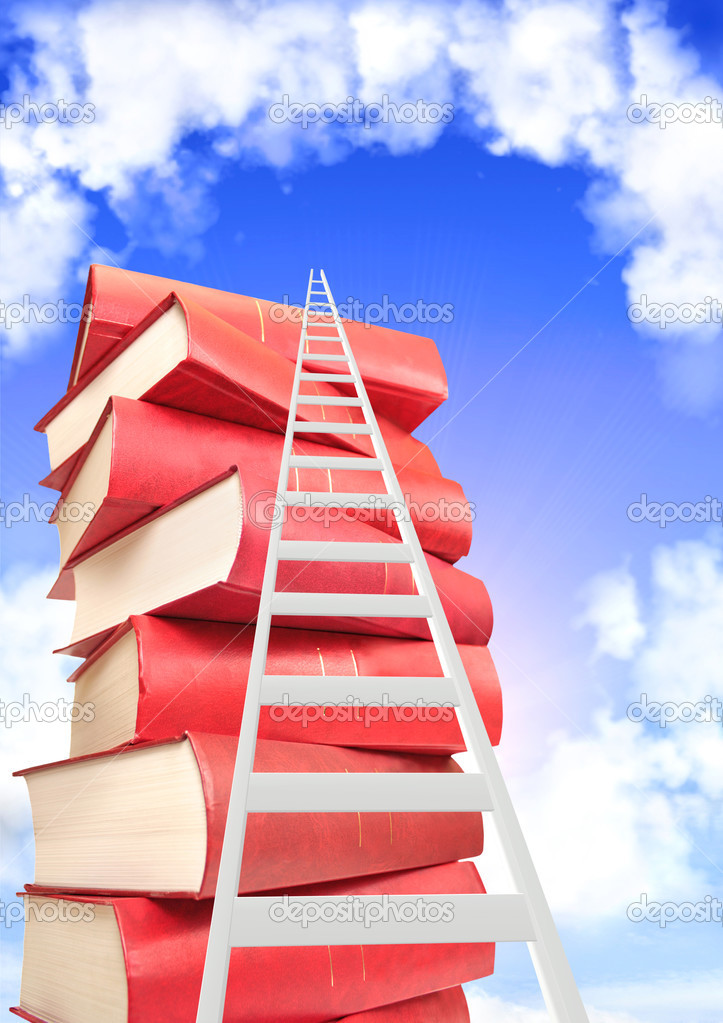 Books and ladder