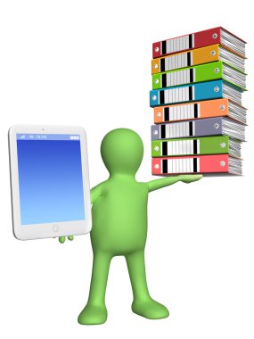 kukla ile akıllı telefon ve klasörler