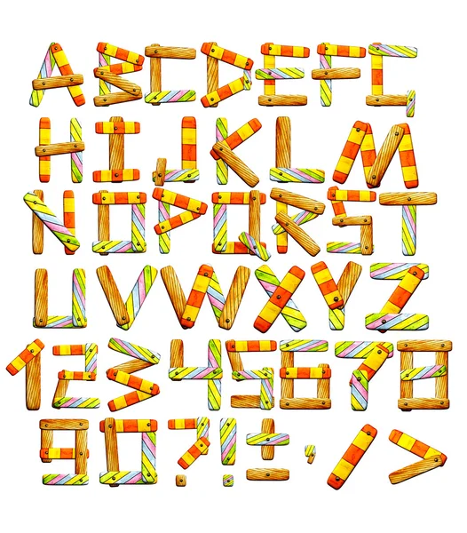 Alphabet with letters from wooden boards — Stock Photo, Image