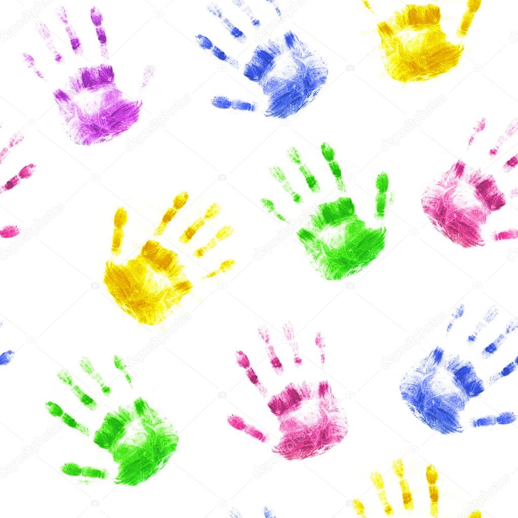Seamless background with prints of human hands
