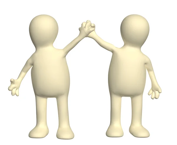 Handshake of two puppets — Stock Photo, Image