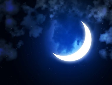 Gece gökyüzünde parlak ay