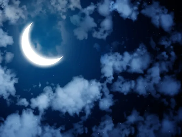 Jasný měsíc na noční obloze — Stock fotografie