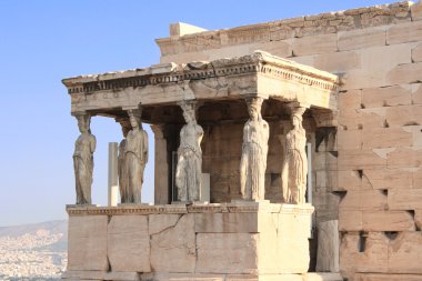 sundurma içinde Atinalı Acropolis, greec Erekhtheion caryatides
