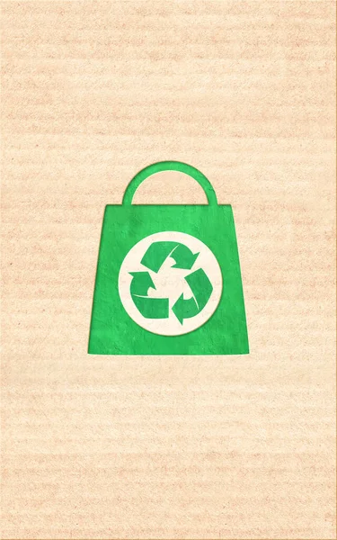 Consumo Responsable Flechas Reciclar Símbolo Bolsa Compras Estilo Corte Papel — Foto de Stock