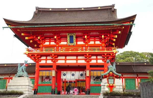 Chrámová Fasáda Sochy Lišky Inari Svatyni Fushimi Kjótu Japonsko — Stock fotografie