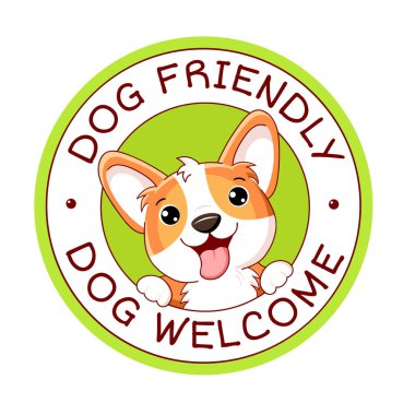 Hayvan dostu vektör etiketi. Köpeğe uygun metin ile damgalayın veya yapıştırın