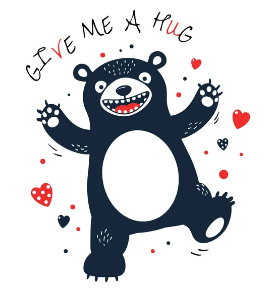 给我一个拥抱 奇怪的疯熊请求拥抱 — 图库矢量图片