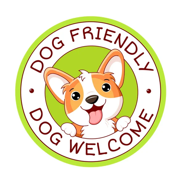 宠物友好的病媒标签 贴有爱犬文字的邮票或贴纸 — 图库矢量图片