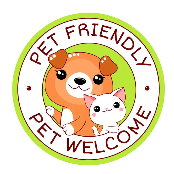 Pet Friendly Vector Label 동물에게 문자를 삽입하거나 스티커를 붙여준다 — 스톡 벡터