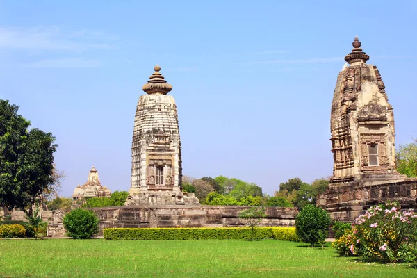 Antichi Templi Pietra Nel Khajuraho Madya Pradesh India Patrimonio Mondiale — Foto Stock