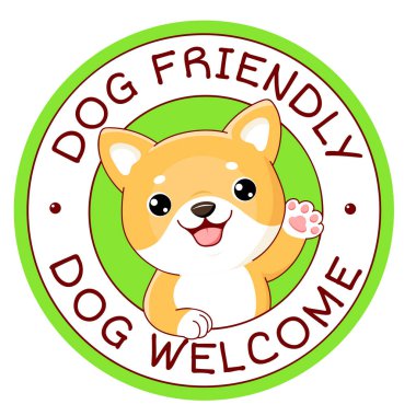Hayvan dostu vektör etiketi. Köpeğe uygun metin ile damgalayın veya yapıştırın