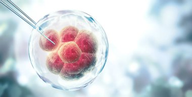 Genetik mühendisliği, GDO ve gen manipülasyonu kavramı. Genetik mühendisliği alanında Hi Tech teknolojisi. Hücresel Terapi. Metin için kopyalama alanı olan yatay afiş. 3d hazırlayıcı