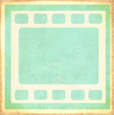 Eski film şeritleri ve mavi renkli kağıt dokusuyla Grunge kare arka planı. Uzayı metin için kopyala. Şablonu düzenle