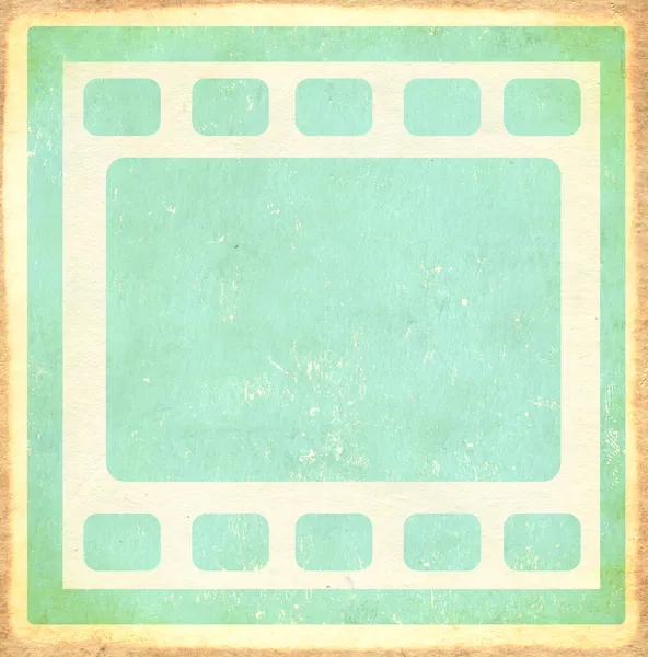 卷曲的正方形背景与复古电影带和旧纸的蓝色纹理 复制文本的空间 模型化模板 — 图库照片