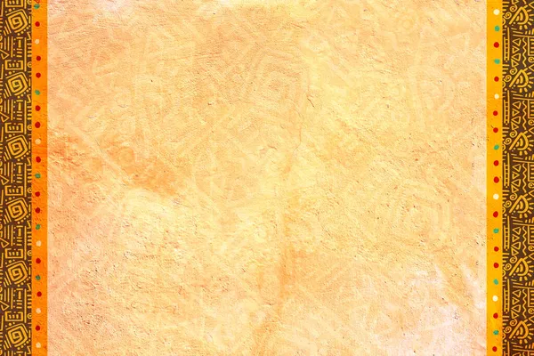 Horizontal Vertical Grunge Background Ethnicity Ornaments Stucco Texture Yellow Color — Stock Photo, Image