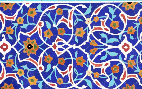 Detalj Traditionella Persiska Mosaik Vägg Med Blommig Prydnad Iran — Stockfoto