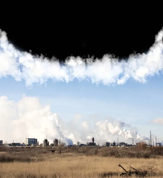 Air Pollution Smoke Factory Pipes Industrial Smokestacks Smoke Factory Chimneys — Stock Photo, Image