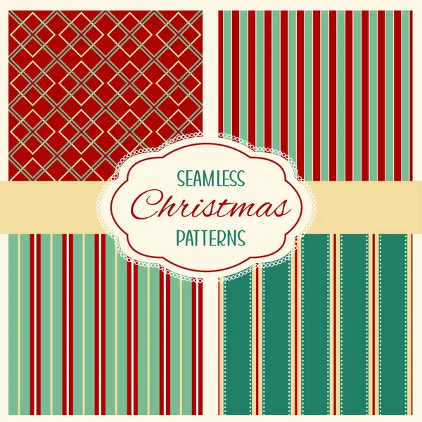 Collection Seamless Christmas Backgrounds Retro Style — Stock Vector