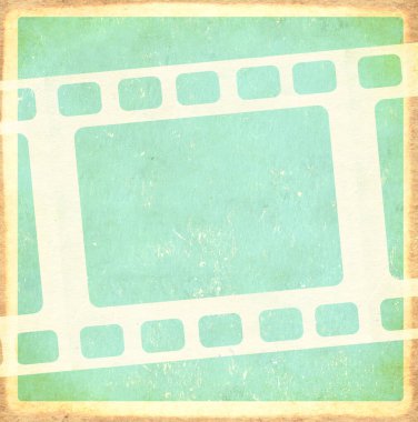 Eski film şeritleri ve mavi renkli kağıt dokusuyla Grunge kare arka planı. Uzayı metin için kopyala. Şablonu düzenle