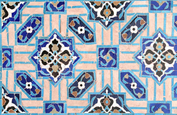 Détail Mur Mosaïque Persan Traditionnel Avec Ornement Géométrique Floral Iran — Photo