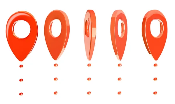 Set Red Rotation Location Mark Map Pointer Pin Location Point — Foto de Stock