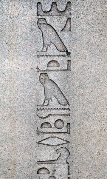 Ιερογλυφικά Στον Αρχαίο Αιγυπτιακό Οβελίσκο Του Θεοδόσιου Ντικίλιτας Αιγυπτιακό Οβελίσκο — Φωτογραφία Αρχείου
