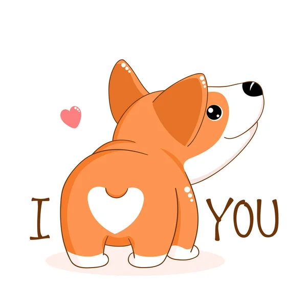 Funny Valentine Day Card Cute Heart Corgi Butt — стоковый вектор