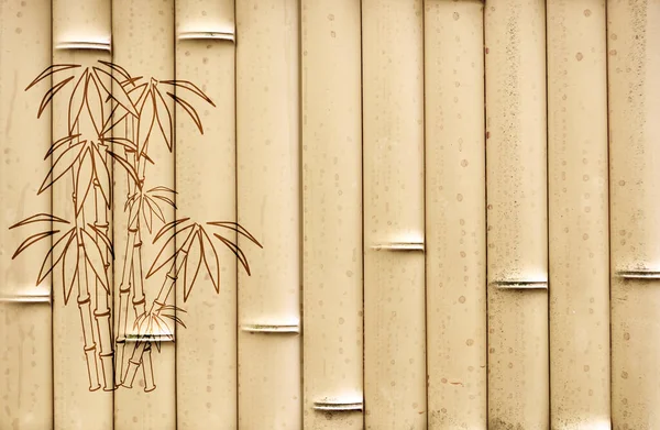 Bambu Staket Eller Vägg Konsistens Bakgrund Horisontell Bakgrund Med Bambumatta — Stockfoto