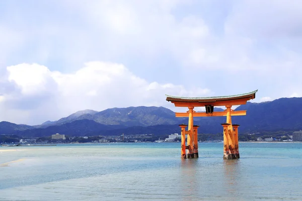 Porta Torii Flutuante Torii Santuário Itsukushima Ilha Sagrada Miyajima Hiroshima — Fotografia de Stock