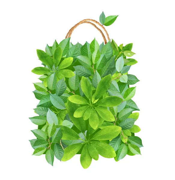 Responsible Consumption Shopping Bag Made Green Leaves Eco Friendly Business — Stock Photo, Image