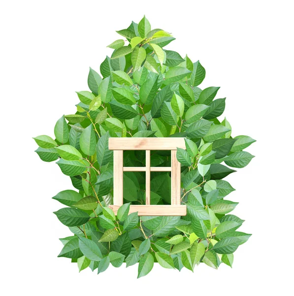 Conceito Casa Eco Amigável Casa Ecológica Feita Folhas Verdes Ecologia — Fotografia de Stock