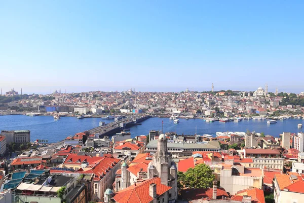 Légi Kilátás Isztambul Szulejmán Mecset Bosphorus Törökország Csúcskilátás Galata Toronyból — Stock Fotó