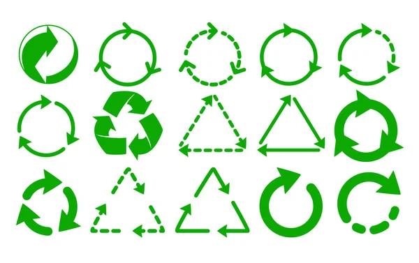 循环图标集 收集绿色循环生态符号与箭头 回收和旋转箭头图标包 垃圾循环 被白色背景隔离 矢量说明Eps8 — 图库矢量图片