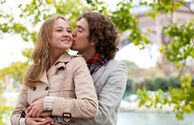 Paris, öpüşme Romantik Çift