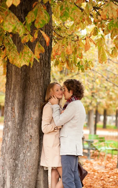 Romantic couple dating at fall — Stock Photo, Image