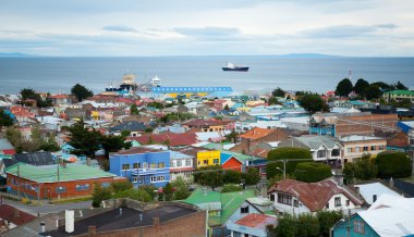 Beautiful view of Punta Arenas with the Strait of Magellan clipart