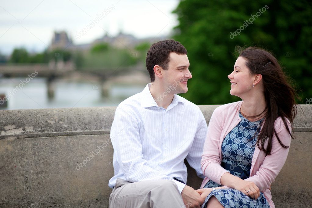 Positive smiling happy dating couple outdoors