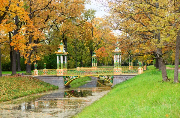 Ponte bonita no parque de Alexander de Pushkin, Saint-Petersburg — Fotografia de Stock