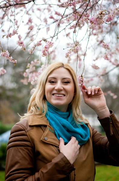 Happy young woman at spring — Stock Photo, Image