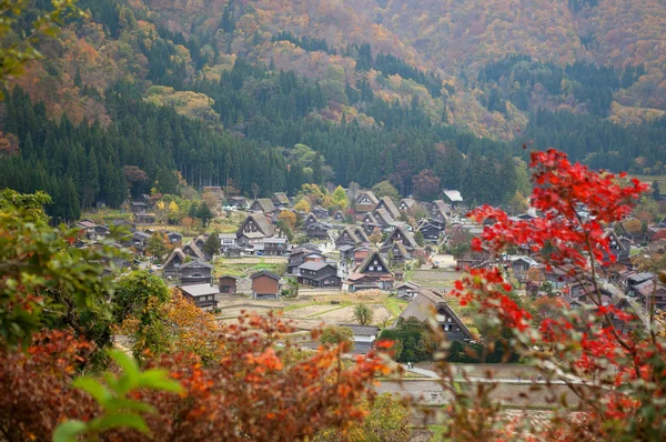 在岐阜县，ja 历史村白河去的视图 — 图库照片