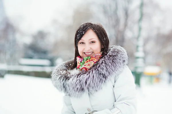 Outdoor winter portrait of a beautiful girl — Stock Photo, Image