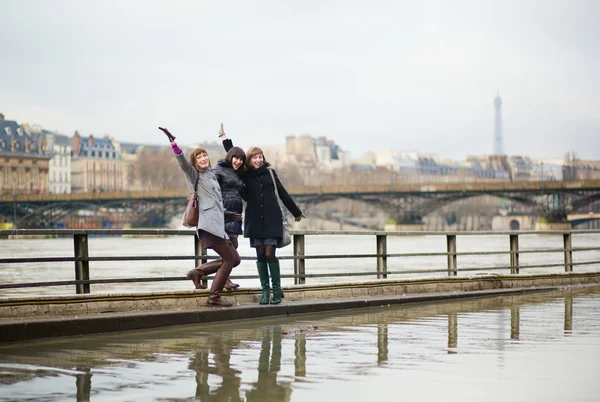 Mutlu turistler eğleniyor Paris'te — Stok fotoğraf