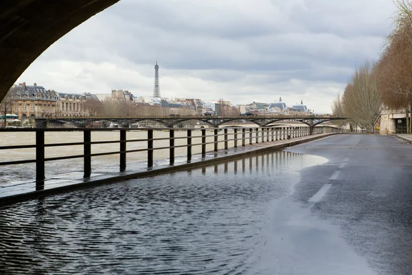 Seine river flood in Paris — Stock Photo, Image